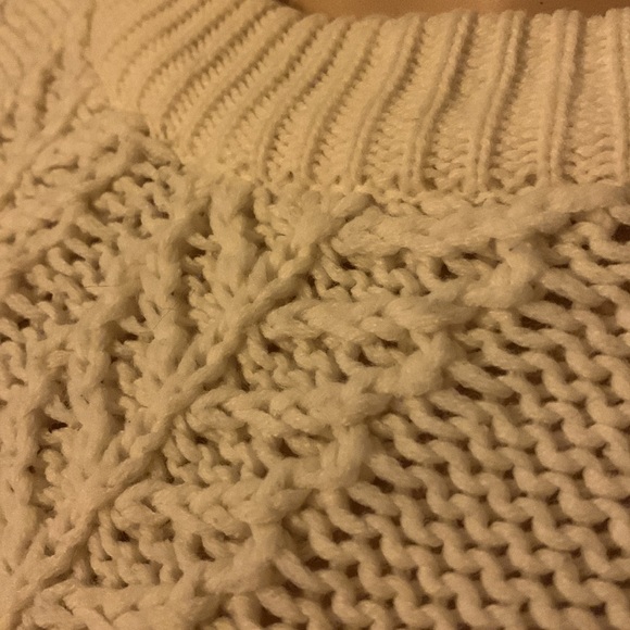 Vintage crew neck ivory cream cable knit tunic sweater pullover M L - Picture 4 of 12